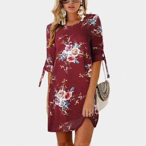 Floral Print Chiffon Beach Dress - Image 8