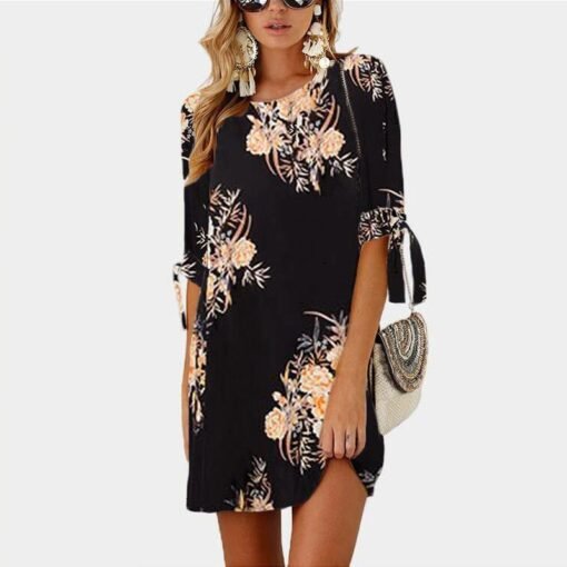 Floral Print Chiffon Beach Dress - Image 9