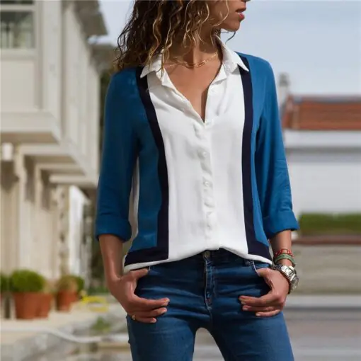 Women's long sleeve Chiffon turtleneck blouse - Image 2