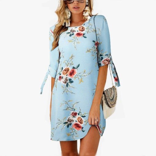 Floral Print Chiffon Beach Dress