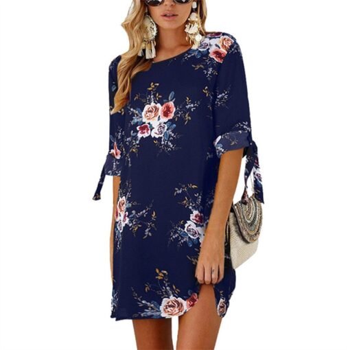 Floral Print Chiffon Beach Dress - Image 4