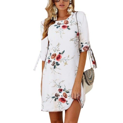 Floral Print Chiffon Beach Dress - Image 10