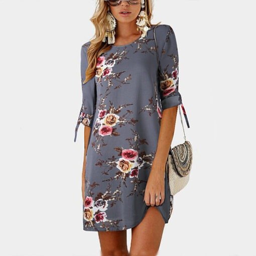 Floral Print Chiffon Beach Dress - Image 6