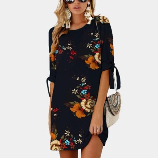 Floral Print Chiffon Beach Dress - Image 11