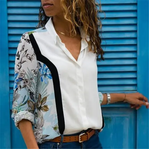 Women's long sleeve Chiffon turtleneck blouse - Image 3