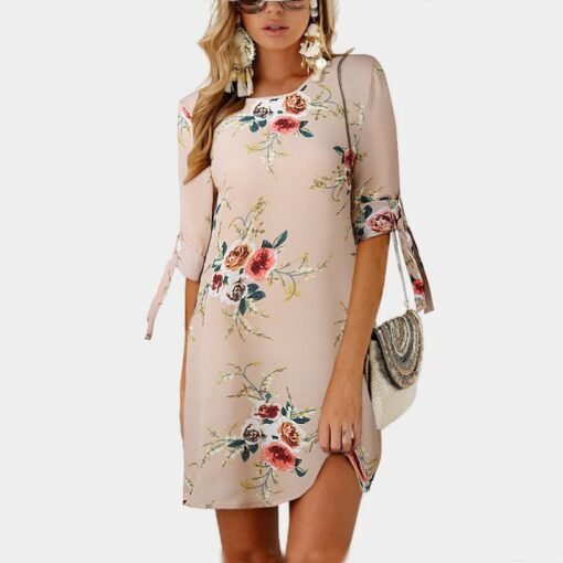 Floral Print Chiffon Beach Dress - Image 7