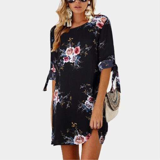 Floral Print Chiffon Beach Dress - Image 2