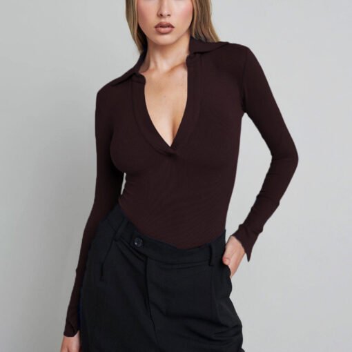 Deep V Plunge Neck Casual Top - Image 4