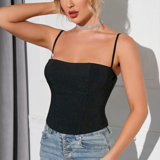 Sexy Camisole Women  Crop Top Sexy Boning Corset Backless Tight Braces Top - Image 3